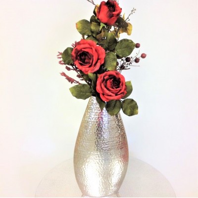 80049-FLOWER VASE 17" W/HAMMERED DESIGN